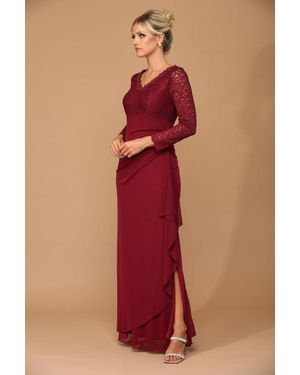 TRUEDAMES Mother Of The Bride Lace Long Gown - Red
