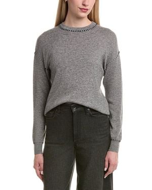Bruno Magli Whipstitch Wool & Cashmere-Blend Sweater - Gray