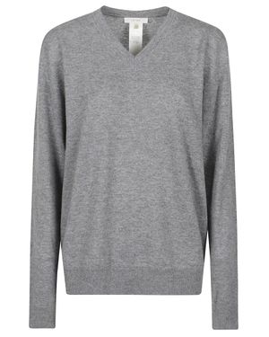The Row Nian V-Neck Knit Long-Sleeve Top - Gray