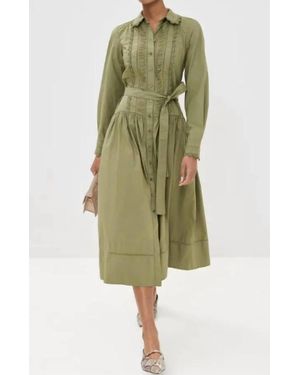 Ulla Johnson Ariane Scallop Lace Long Sleeve Midi Dress - Green