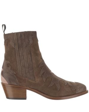 Sartore Tapered Toe Suede Ankle Boots - Brown
