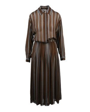 CRI.DA Pleated Maxi Dress With Button-Up Front And Side Pockets - Black