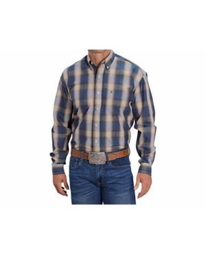 Stetson Long Sleeve Plaid Western Shirt - Blue