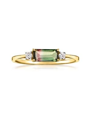 Ross-Simons Watermelon Tourmaline Ring With Lab-Grown Diamonds - Yellow