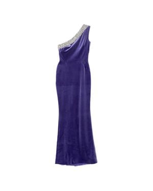 Saiid Kobeisy Crystal Embellished One-Shoulder Dress - Purple