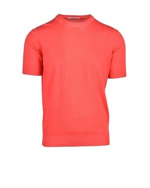 Kangra Crew Neck Cotton Knit Top - Pink