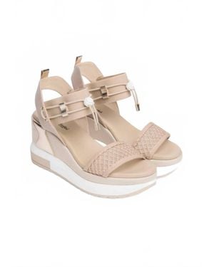Nero Giardini Utility Wedge Sandals - White