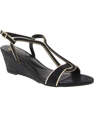 Jones New York Denera Strappy Manmade Wedge Sandals - Black
