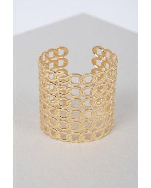 Fashnzfab Wide Chain Metal Cuff Bracelet - Metallic
