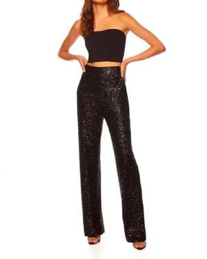 Susana Monaco Sequin High Waist Wide Leg Pant - Black