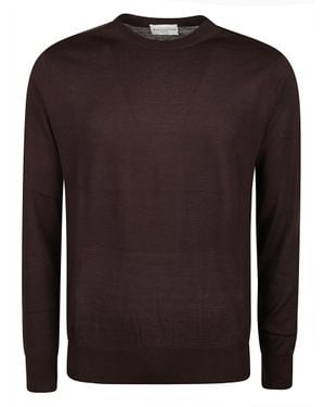 Ballantyne Ribbed-Cuff Long-Sleeve Wool Sweater - Brown