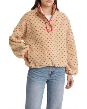 Wishlist Haley Heart Sherpa Fleece Pullover Sweater - Blue