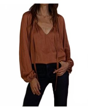 By Together Sue Satin Top - Brown