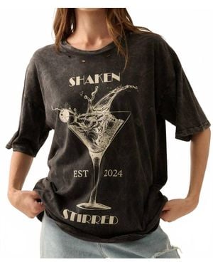 Promesa Shaken Stirred Martini Vintage Wash Graphic Tee - Black
