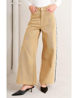 TRUEDAMES Elegant Elevation Woven Twill Pants - Natural