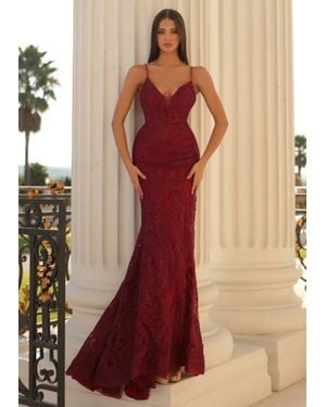 Clarisse Mermaid Floral Prom Dress - Brown