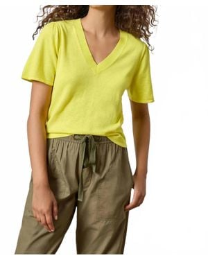 Lilla P Short Sleeve V-Neck Sweater - Yellow