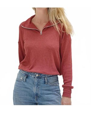 LNA Carter Half Zip Top - Red