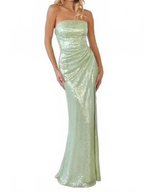 Amoris Ornate Sequin Sheath Maxi Dress - Green