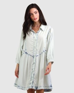 Belle & Bloom Bleached Denim Supercut Denim Dress - Gray