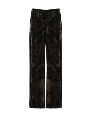 Avant Toi Relaxed Wide-Leg Velvet Pants With Elastic Waistband - Black
