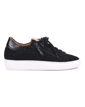 Ron White Otanya Croc Embossed Suede Sneaker - Black