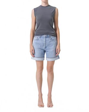Agolde Dame Cuff Denim Short - Blue