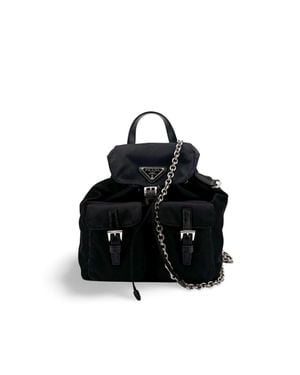 Prada Nylon Mini Chain Backpack - Black
