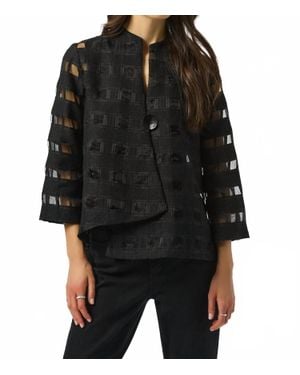 Joseph Ribkoff Checkered Sheer Swing Jacket - Black