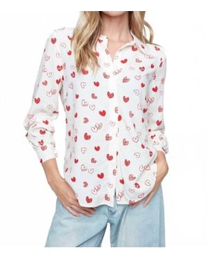 Renuar Heart Prints Button Blouse - White