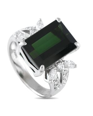 LB Exclusive Platinum 0.54 Ct Diamond And 7.65 Ct Tourmaline Ring Mf04-073125 - Green