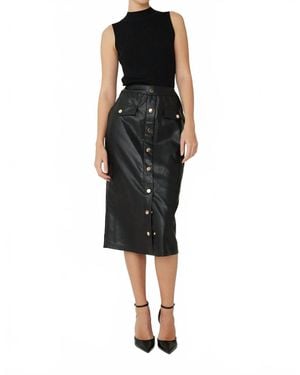 JS71 Mackenzie Mixed Media Midi Dress - Black