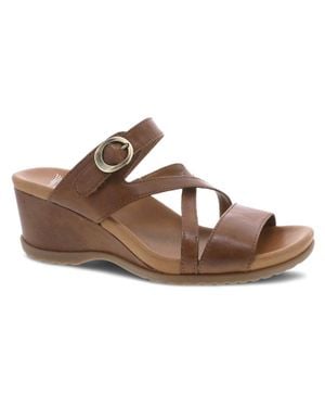 Dansko Ana Strappy Slide Wedge Sandal - Brown