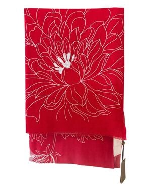Janavi Dahlia Line Art Wrap - Red
