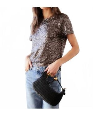 Fifteen Twenty Stacey Sequin Short Sleeve Top - Gray