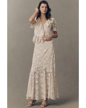 RIXO London Jada Lace Maxi Skirt - Brown