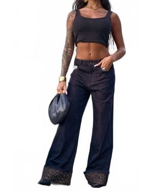 I Too Zara Animal Print High Waisted Jean - Blue