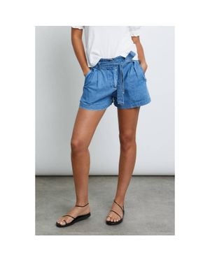 Rails Belle High-Rise Belted Shorts - Blue