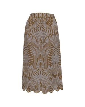 FARM Rio Printed Midi Skirt - Brown