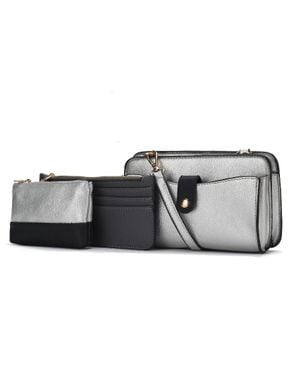 MKF Muriel Vegan Leather Crossbody Bag With Card Holder And Pouch 3 Pieces - Black