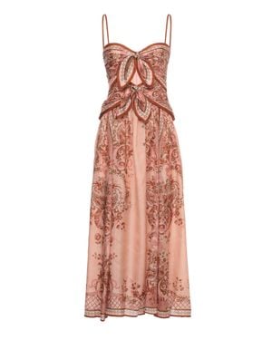 Zimmermann Aster Scarf Midi Dress With Floral And Paisley Design - Pink