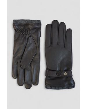 Infinity Leather Tan Italian Leather Warm Wool Lining Winter Bike Riding Driving Casual Gloves - Black