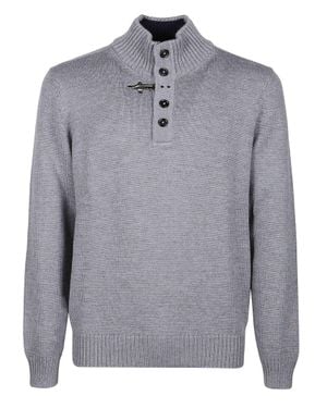 Fay Virgin Wool Ribbed Turtleneck Sweater - Gray