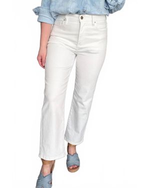 Risen Tummy Control Elastic Band High Rise Straight Jeans - White