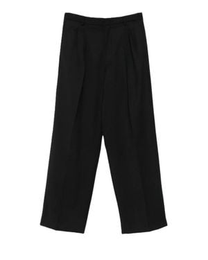 Amaranto Wide-Leg Pants With Front Pinces And Tailored Design - Black