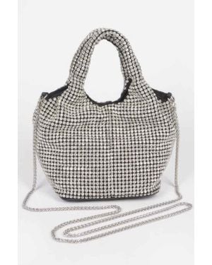 Fashnzfab Ovesized Rhinestone Clutch - Gray