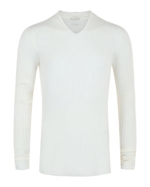 Ferragamo V-Neck Knit Sweater - White