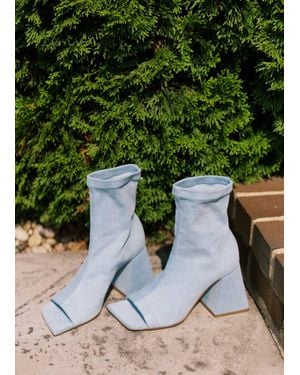 Vic Matié Denim Open Toe Bootie - Green