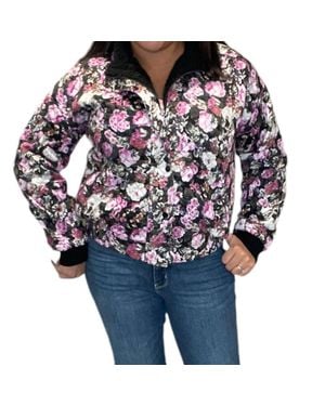 Saltwater Luxe Quilted Floral Snap Front Bomber Jacket - Multicolor