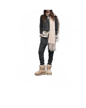 Las Sureñas Drawstring Pants With Cheetah Embroidery - Black